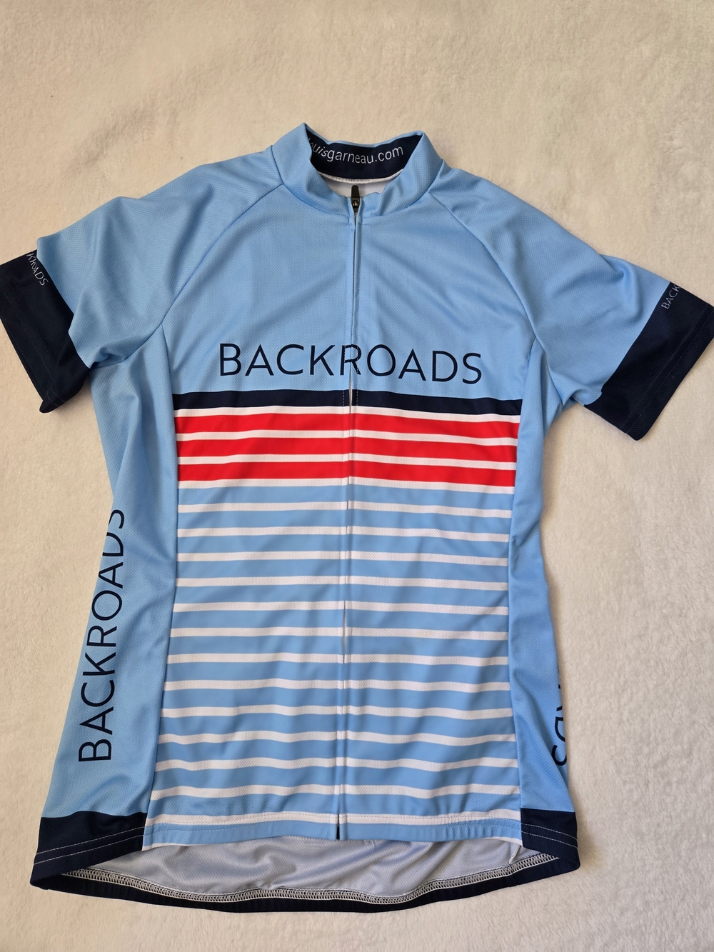 Backroads Women's Light Blue Striped Cycling Jersey